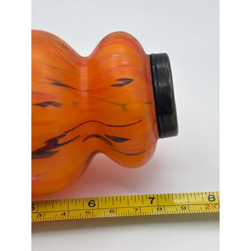 Art Deco Sterling Silver-Mounted Orange Art Glass Bud Vase 7.5